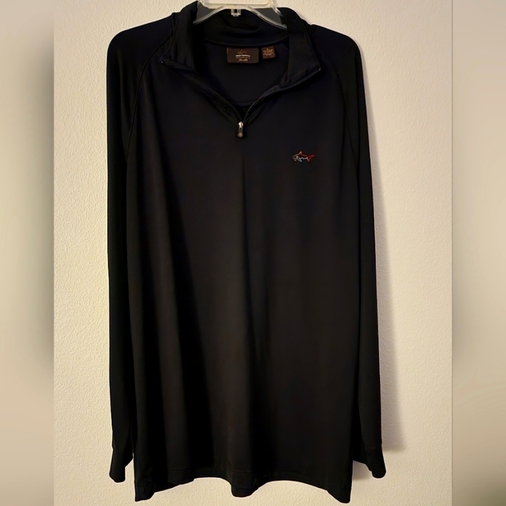 Greg Norman for Tasso Ella's, Play Dry, Men's Black, Long Sleeve Polo, Sz Large